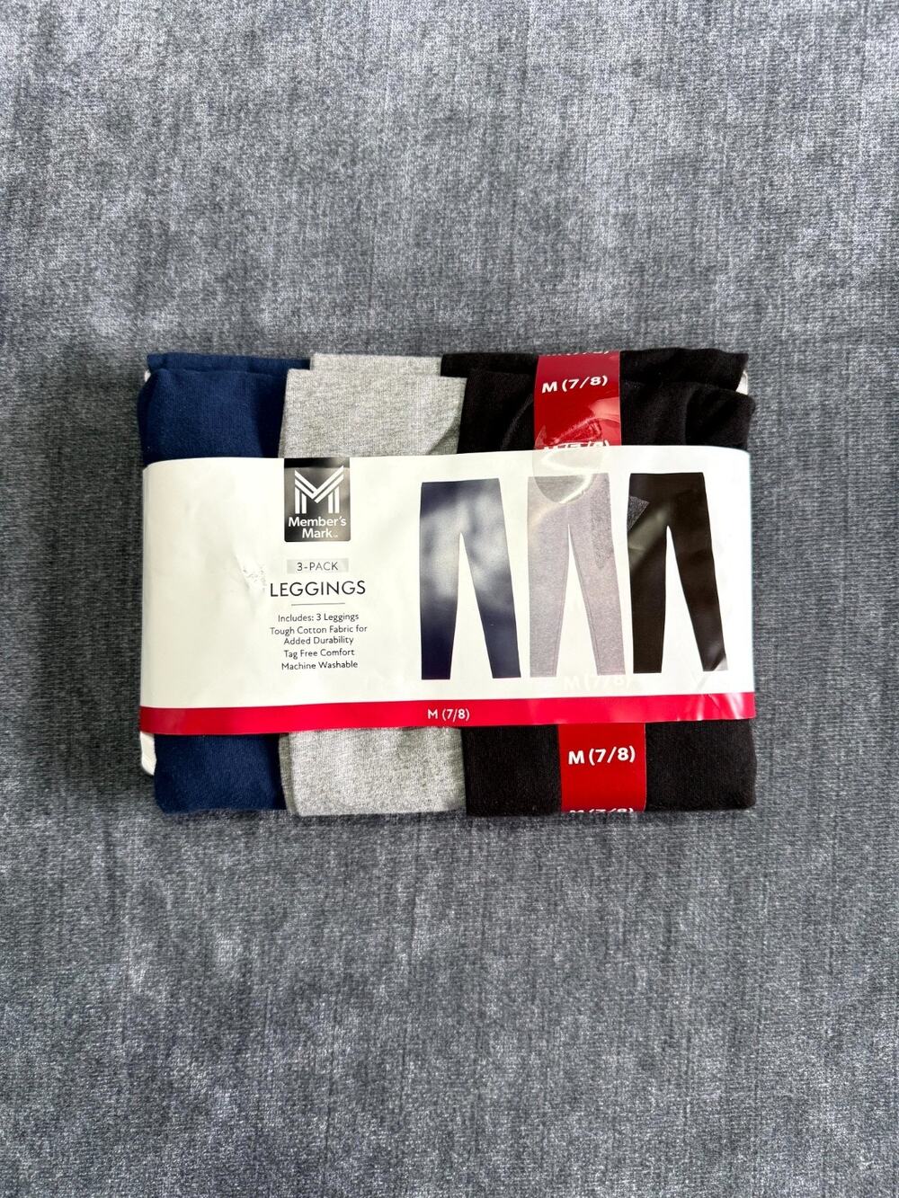 NWT Member's Mark Leggings Girls Medium (7/8) Multi Comfort Stretch - Pack Of 3
